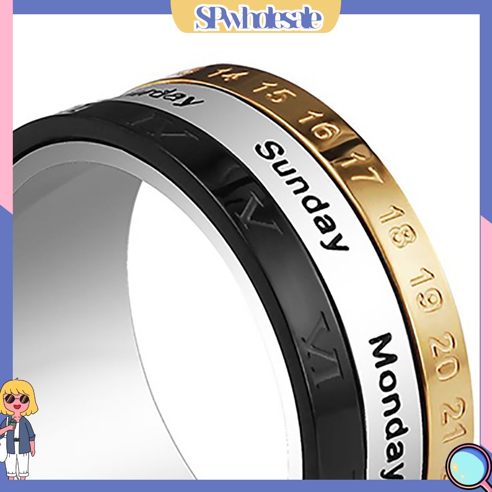 <SPwholesale> Nhẫn Titan Ba Ngày Tháng Xoay Sáng Tạo