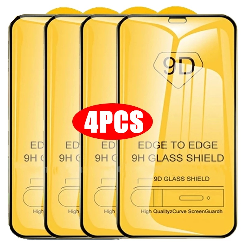 Set 4 Kính Cường Lực 9D Bảo Vệ Màn Hình Điện Thoại iPhone 14 PRO MAX X XR SE 2022 13 12 Mini 11 PRO XS MAX 7 8 Plus