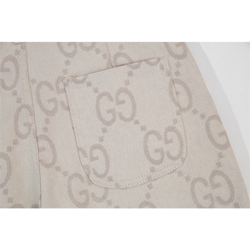 Quần Short Denim Lưng Thun In Họa Tiết Toàn Bộ Chữ G Cá Tính Cho Nam Nữ