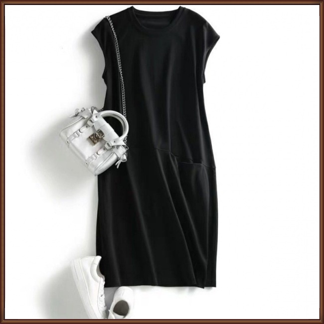 Đầm Cổ Tròn Dáng Rộng Màu Sắc Thanh Lịch Dành Cho Nữ