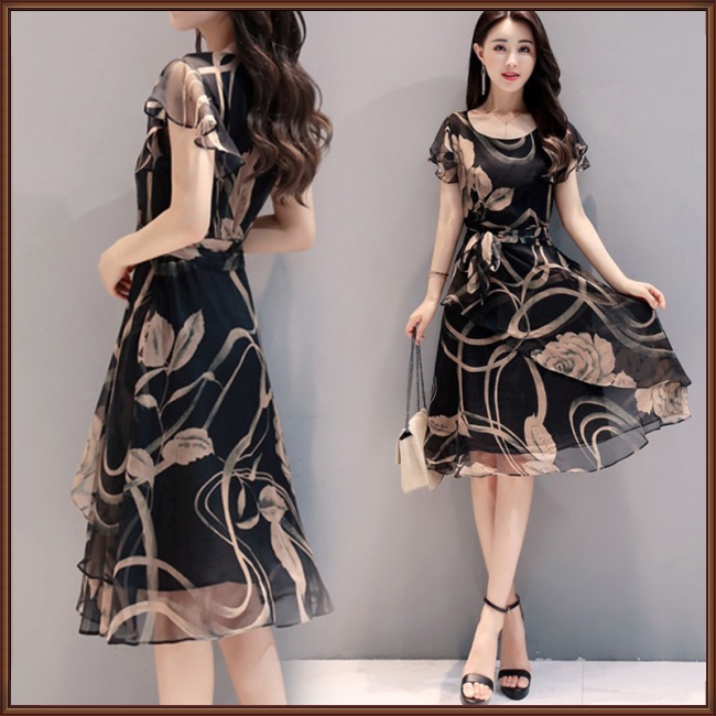 Đầm Chữ A In Họa Tiết Thời Trang Cho Nữ