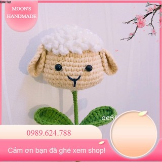 Hoa len hình đầu thú dễ thương.Hoa len Handmade