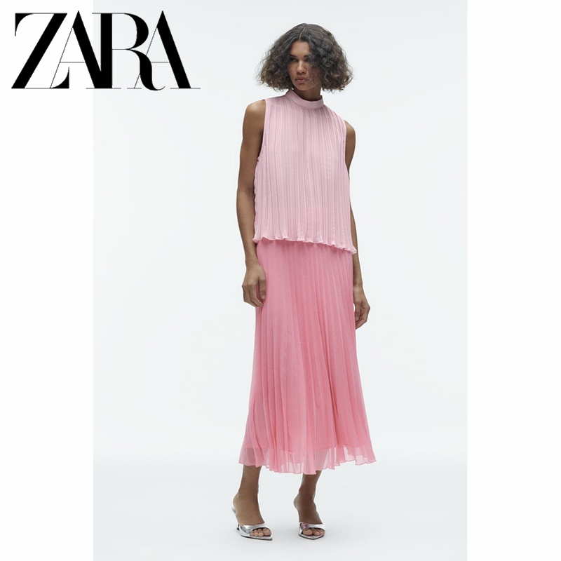 Zara Chân Váy Xếp Ly Lưng Cao Thời Trang Mùa Hè Cho Nữ