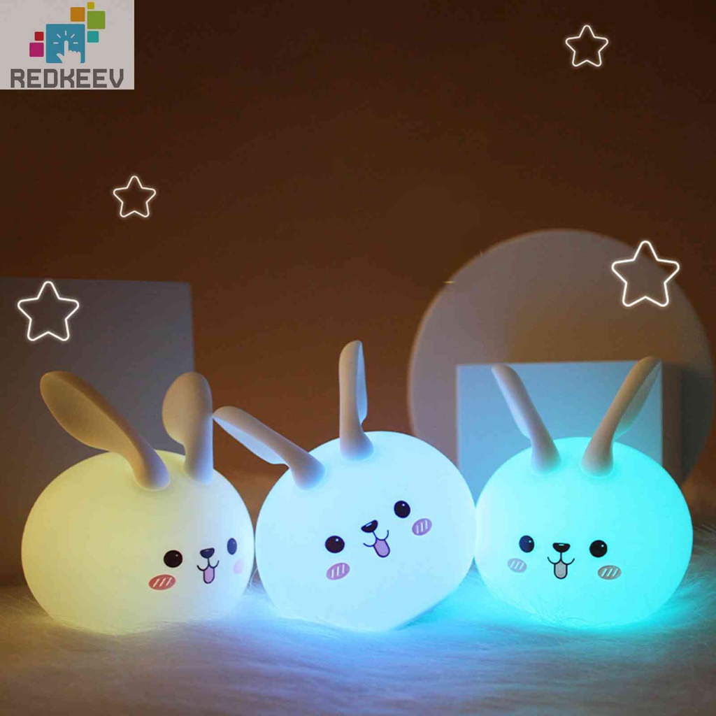 Đèn Ngủ Để Bàn Bằng Silicone Hình Thỏ Đáng Yêu Cho Trẻ Em