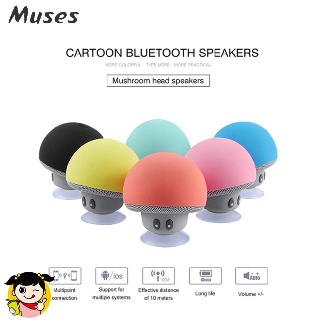 Loa Bluetooth Không Dây Mini Chống Nước Hình Nấm Có Thể Sạc Lại