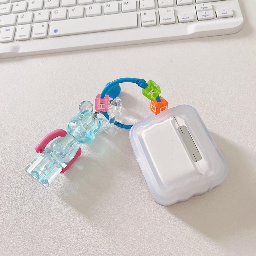 Vỏ Bảo Vệ Hộp Sạc Tai Nghe Airpods 1 2 3 Pro2 2022 Trong Suốt Họa Tiết Hoạt Hình Chú Gấu 3D Dễ Thương Chống Thất Lạc