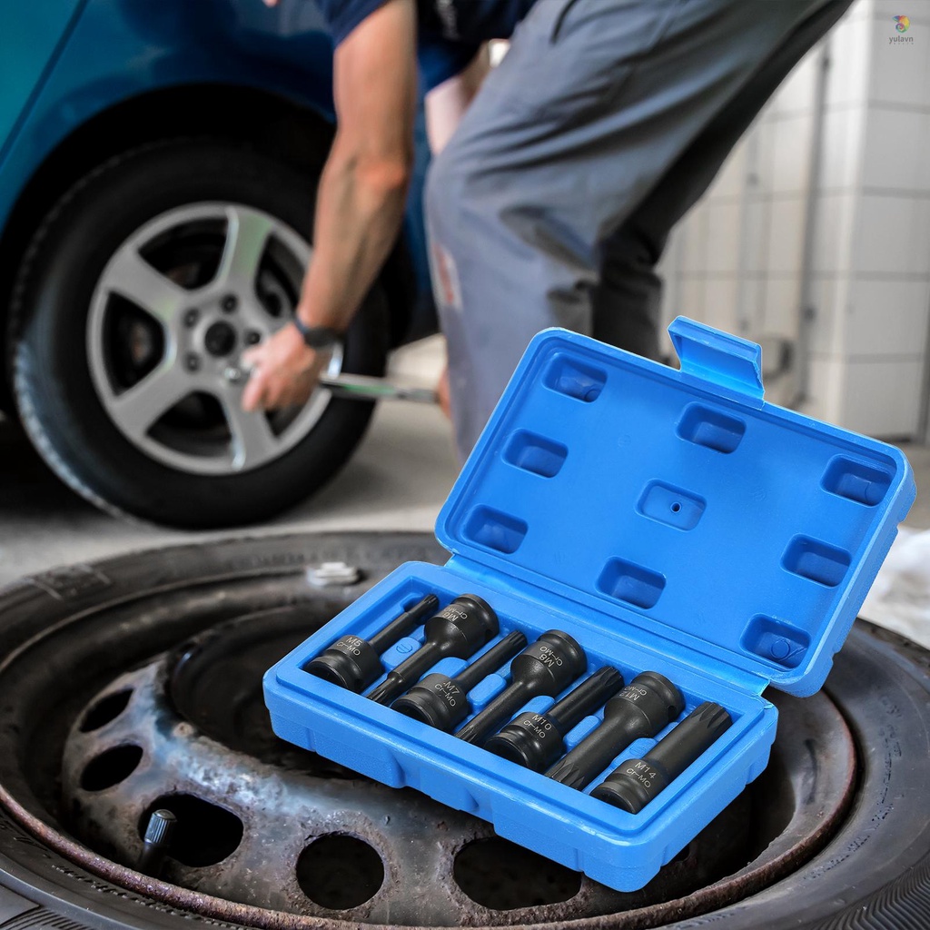 Bộ 7 Đầu Nối Vuông Bằng Thép 3 / 8-inch (5mm 6mm 7mm 8mm 10mm 12mm 14mm) XZN Cr-Mo