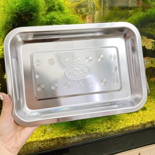 Khay inox chữ nhật cạn nhiều size - mâm inox chữ nhật đủ size