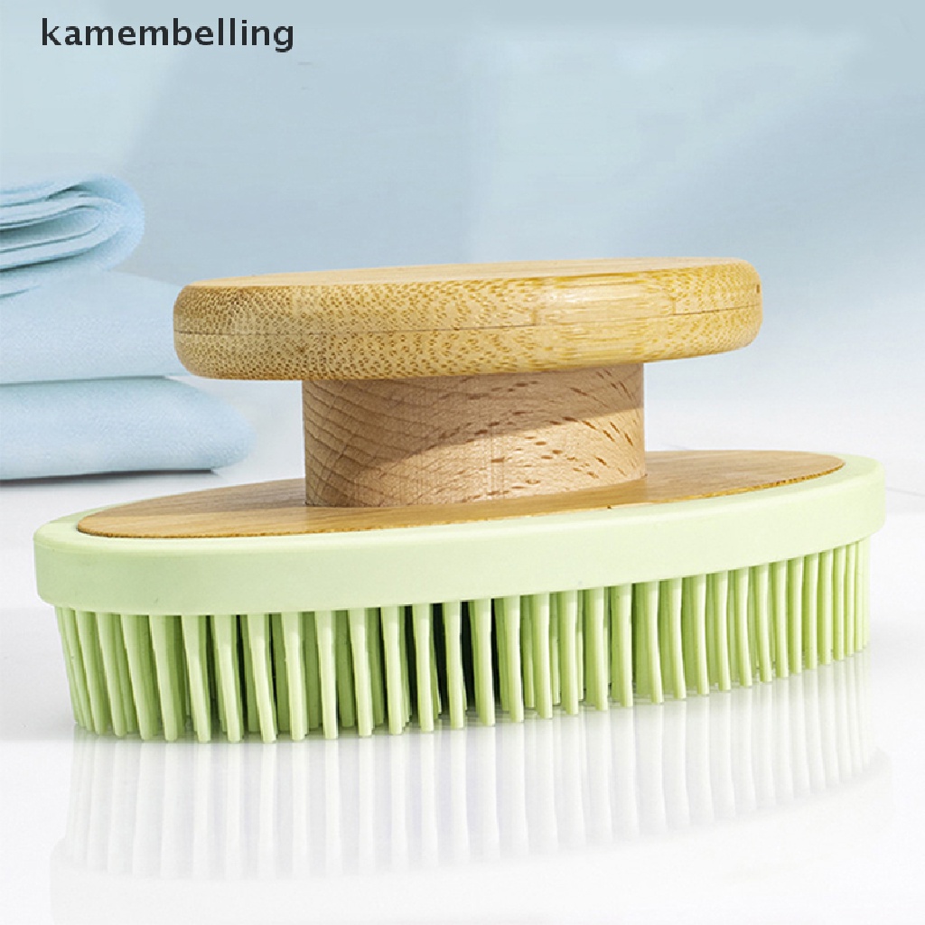 Kamembelling Bàn Chải Silicon Với Tay Cầm Bằng Tre Mềm Mại Tiện Dụng Khi Tắm