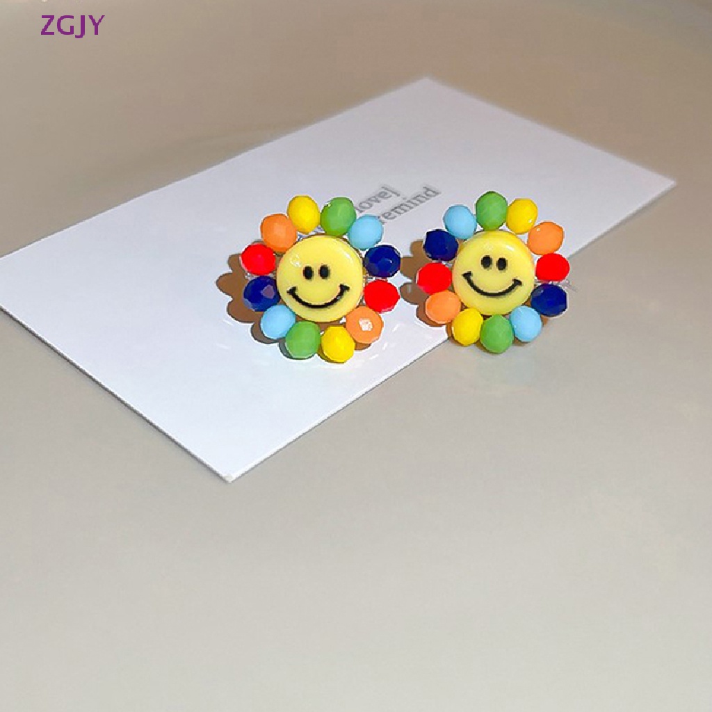 Khuyên Tai Hình Hoa Hướng Dương Đính Hạt Nhựa Màu Sắc Ngẫu Nhiên Phong Cách Hàn Quốc Cho Nữ Mới