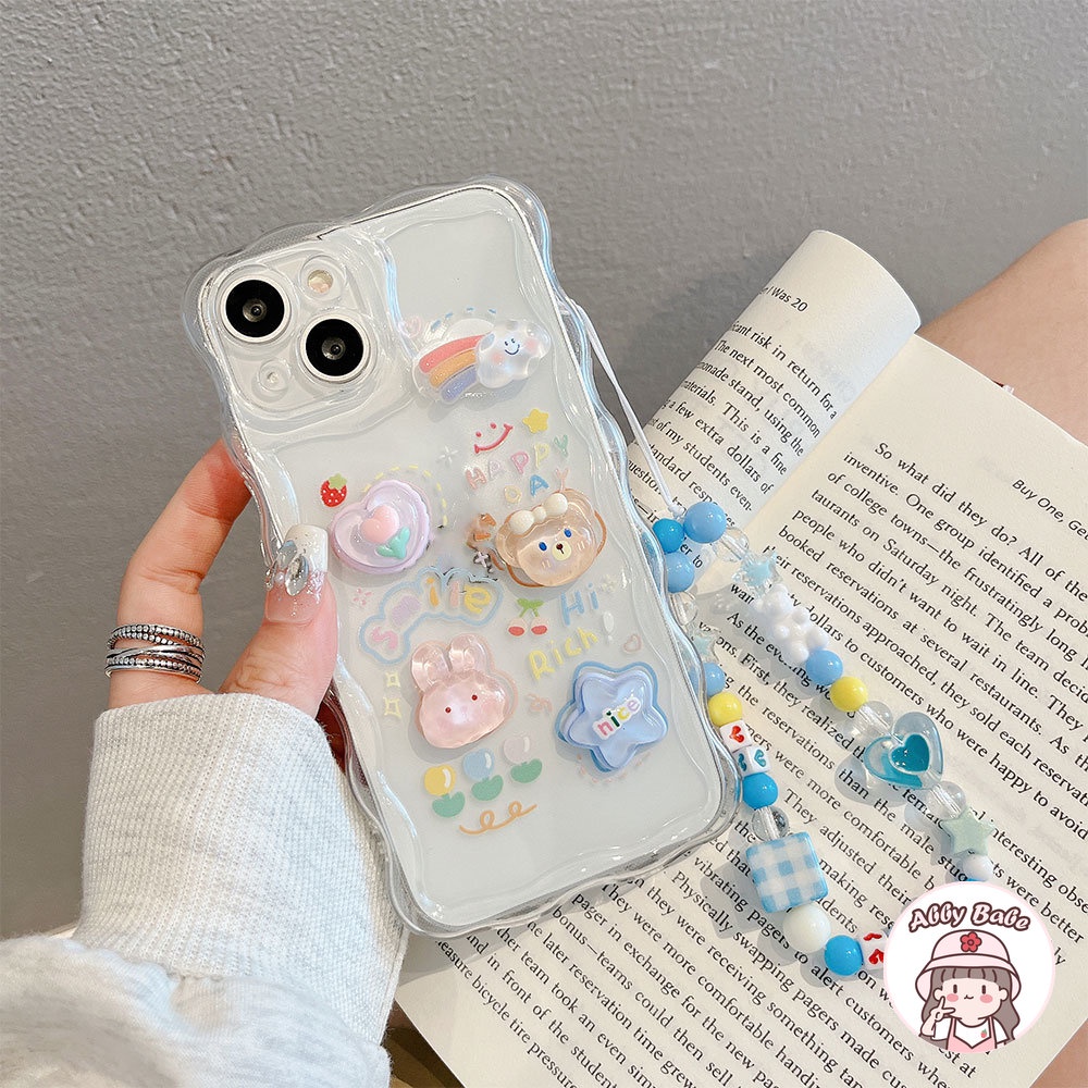 Ốp Điện Thoại TPU Mềm Trong Suốt Chống Mồ Hôi In Hình Gấu Thỏ Lấp Lánh Cho IPhone 14 Pro Max 13 12 11 Pro Max X XS Max