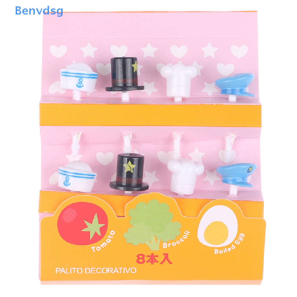 Bộ 8 Nĩa Ăn Trái Cây / Tráng Miệng Mini Bằng Nhựa Họa Tiết Hoạt Hình Cho Bé