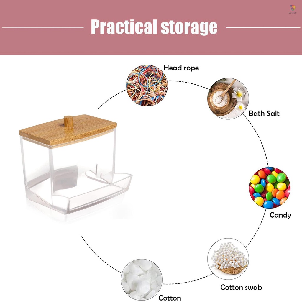 1 Hộp Đựng Tăm Bông Bằng Acrylic Chất Lượng Cao Cho Nhà Tắm