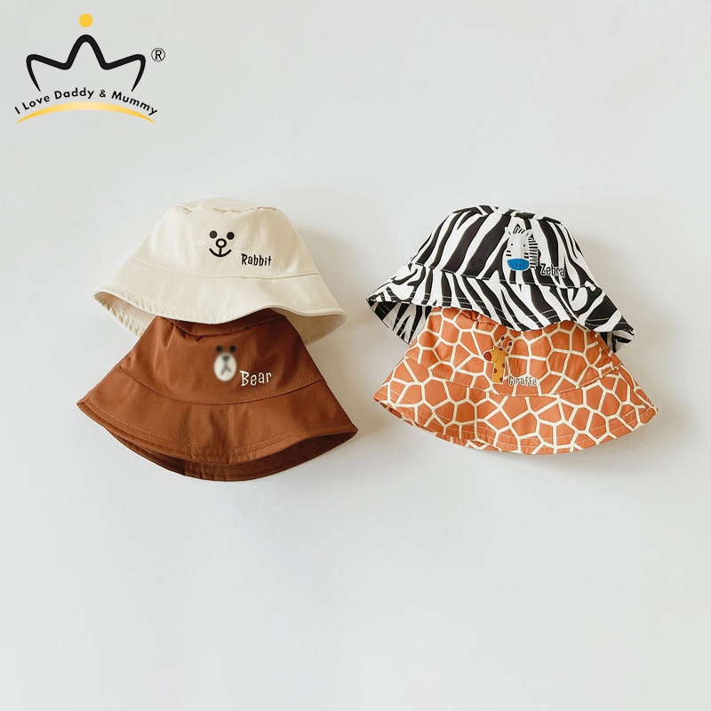 Nón Tai Bèo Vành Rộng Họa Tiết Gấu Hoạt Hình Thời Trang Xuân Hè Cho Bé 6-24 Tháng Tuổi