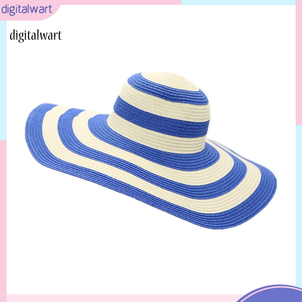 Kỹ Thuật Số| Nón Bucket Rộng Vành Hoạ Tiết Kẻ Sọc Màu Sắc Tương Phản Thời Trang Mùa Hè Cho Phái