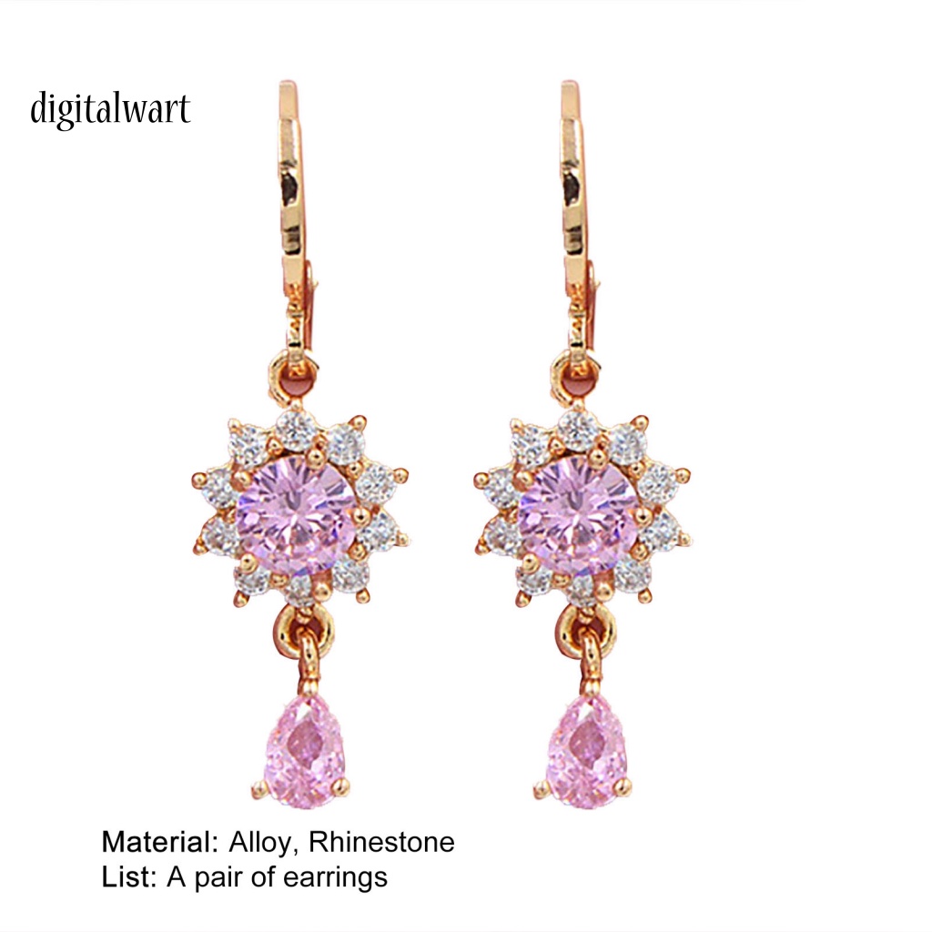 Kỹ Thuật Số| 1 Đôi Bông Tai Dáng Dài Hình Hoa Đính Đá Mạ Điện Lâu Trôi Thích Hợp Mặc Hàng Ngày