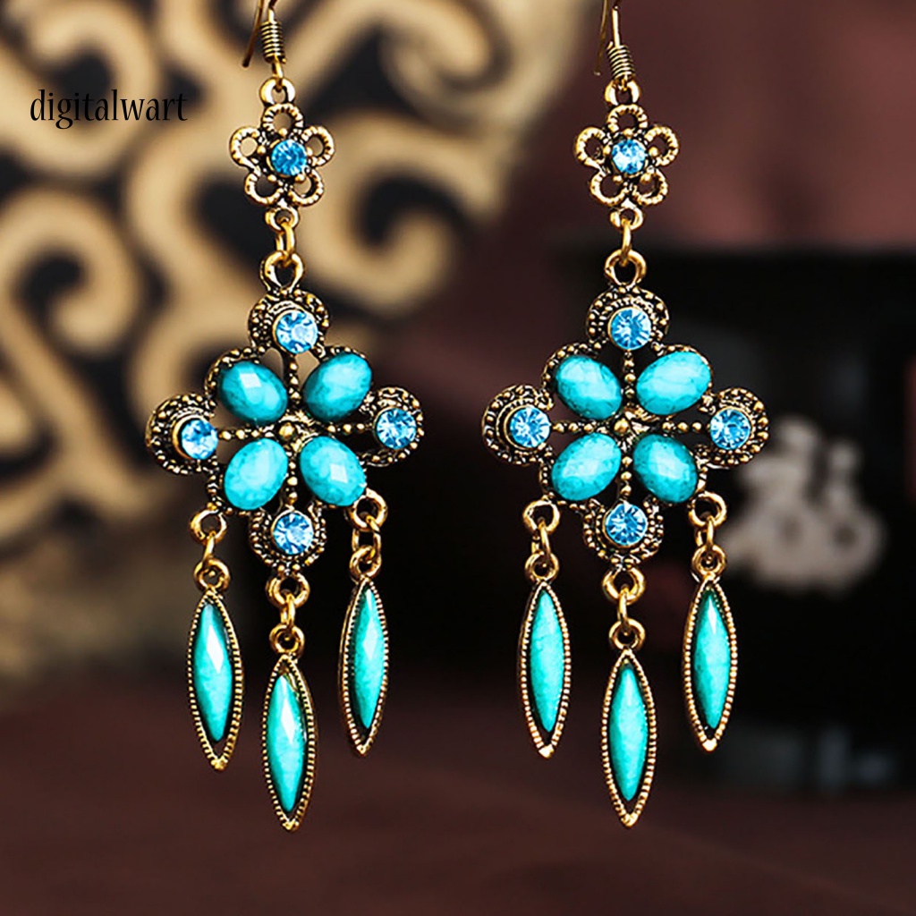 Kỹ Thuật Số| 1 Đôi Bông Tai Hợp Kim Dáng Dài Chống Rỉ Sét Phong Cách Vintage Sáng Tạo Cho Nữ