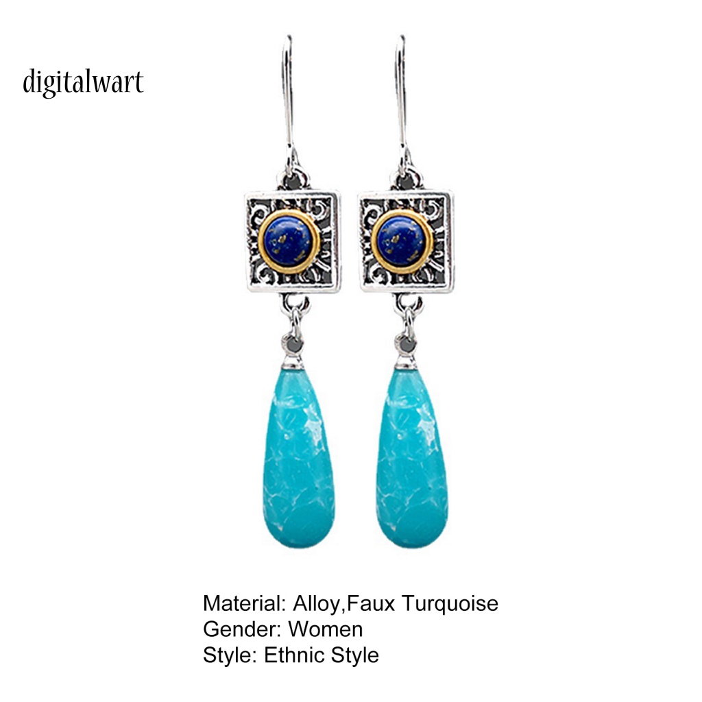 Kỹ Thuật Số| Bông Tai Dáng Dài Hình Giọt Nước Đính Đá Ngọc Lam Giả Thời Trang Cho Nữ