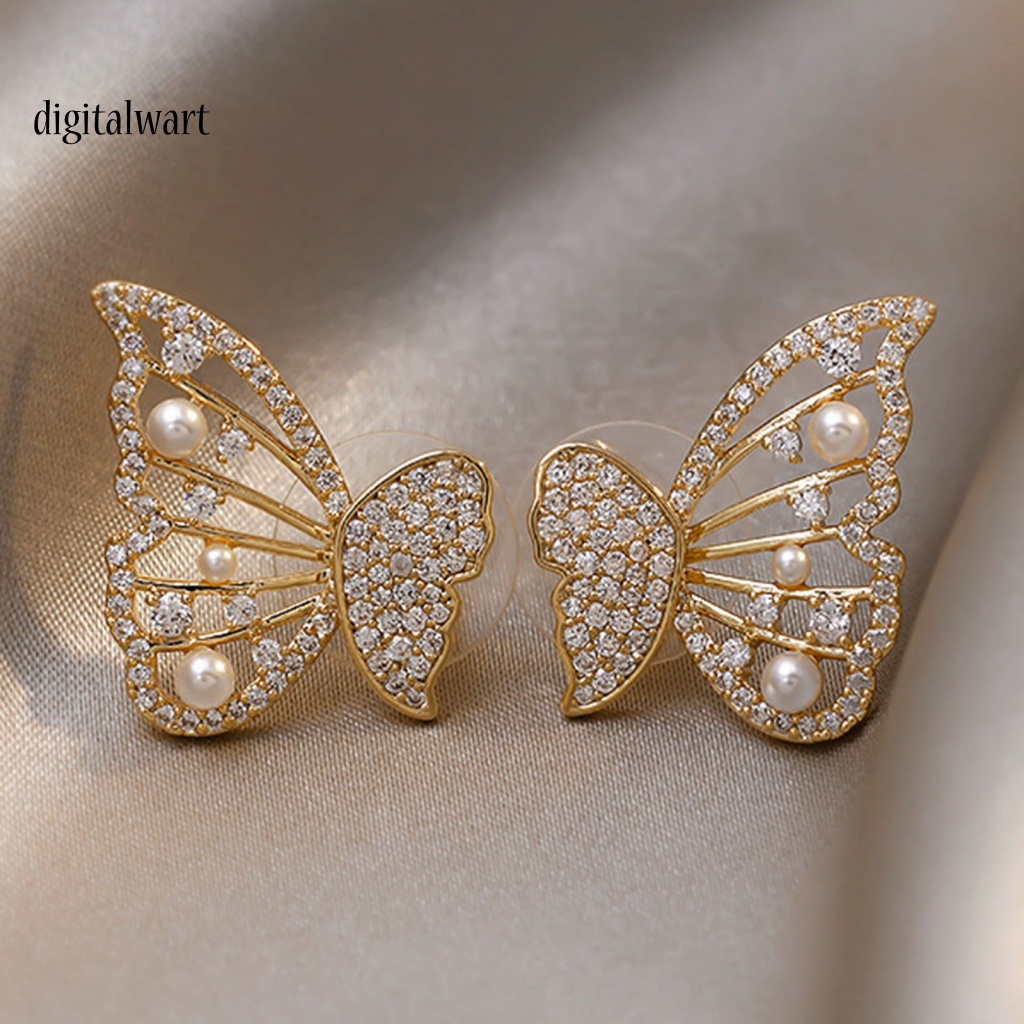 Kỹ Thuật Số| 1 Đôi Bông Tai Hình Con Bướm Đính Đá Thời Trang Dành Cho Nữ