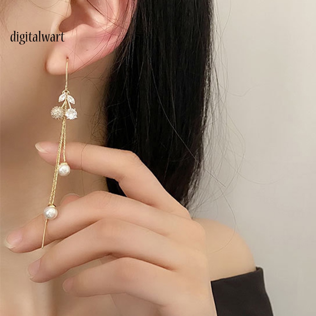 Kỹ Thuật Số| 1 Cặp Bông Tai Dài Tua Rua Đính Ngọc Trai Nhân Tạo Thời Trang