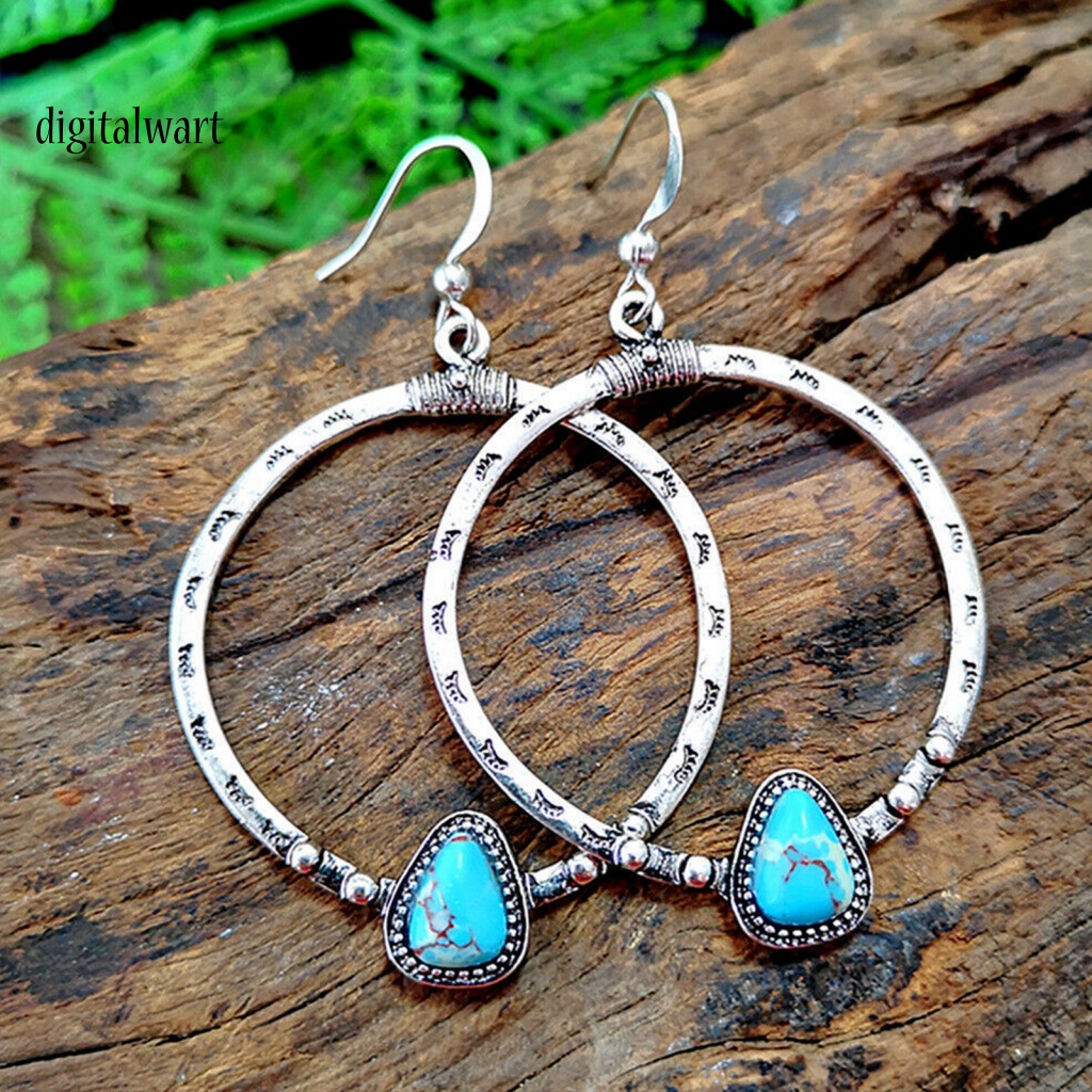 Kỹ Thuật Số| 1 Đôi Bông Tai Tròn Đính Đá Phong Cách Vintage Dành Cho Nữ