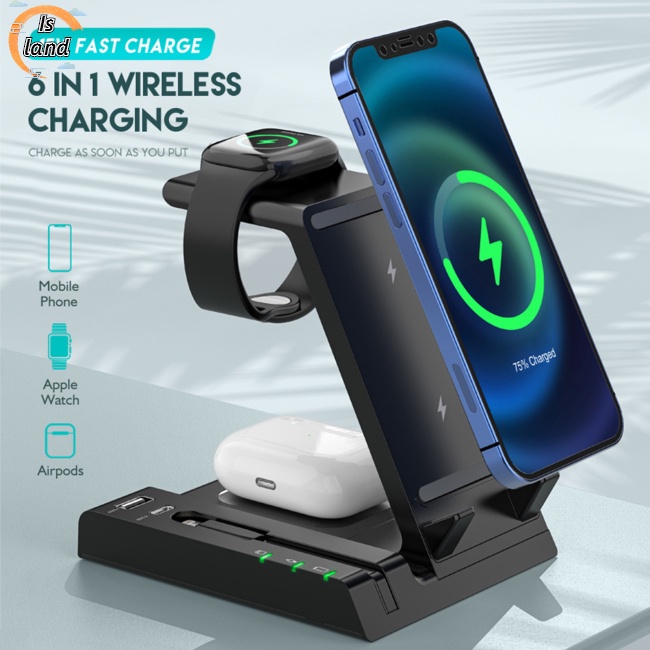 Đế Sạc Nhanh Không Dây 3 Trong 1 15w Cho Điện Thoại Ios / Đồng Hồ / Tai Nghe