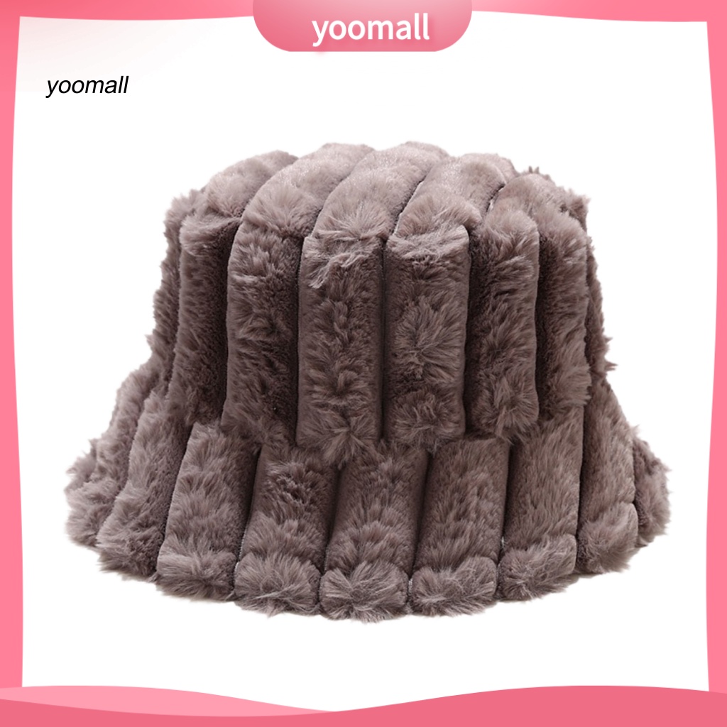 Mũ Tai Bèo Phủ Lông Họa Tiết Kẻ Sọc Phong Cách Vintage Thời Trang Mùa Đông