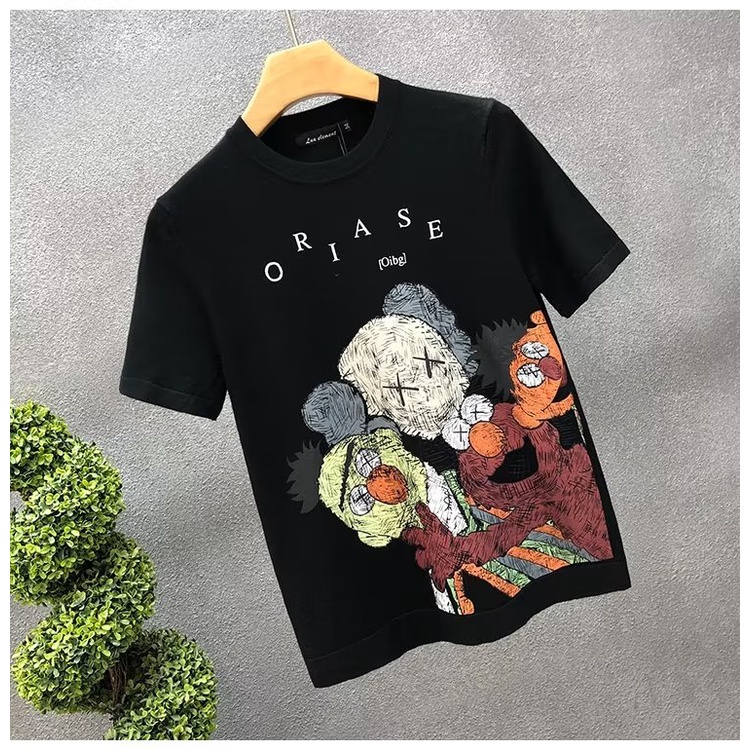 Áo Thun Cotton Ngắn Tay Cổ Tròn In Họa Tiết Hoạt Hình Phong Cách Hàn Quốc Cho Nam Cỡ S-5XL