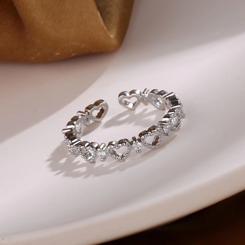 Nhẫn Hở Hình Trái Tim Đính Đá Ngọt Ngào Cho Nữ