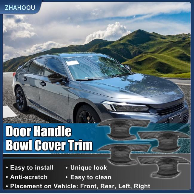 ☃Phụ Kiện Trang Trí Nhà Cửa Độc Đáo Sáng Tạo☃ Bộ 4 Miếng Dán Tay Nắm Cửa Xe Hơi Civic 11th Generation Bằng Sợi Carbon