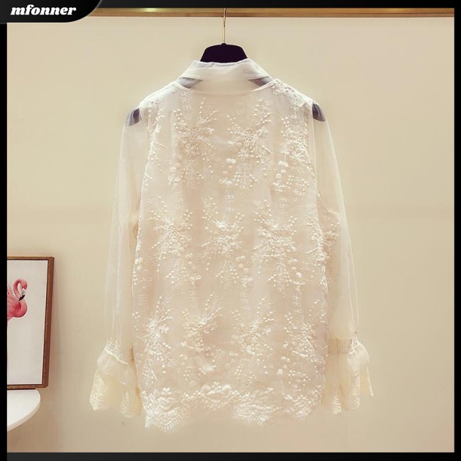 Áo Ren Tay Dài Cổ Chữ V Thắt Nơ Màu Trơn Dễ Thương Thời Trang Mùa Hè Cho Bạn Gái