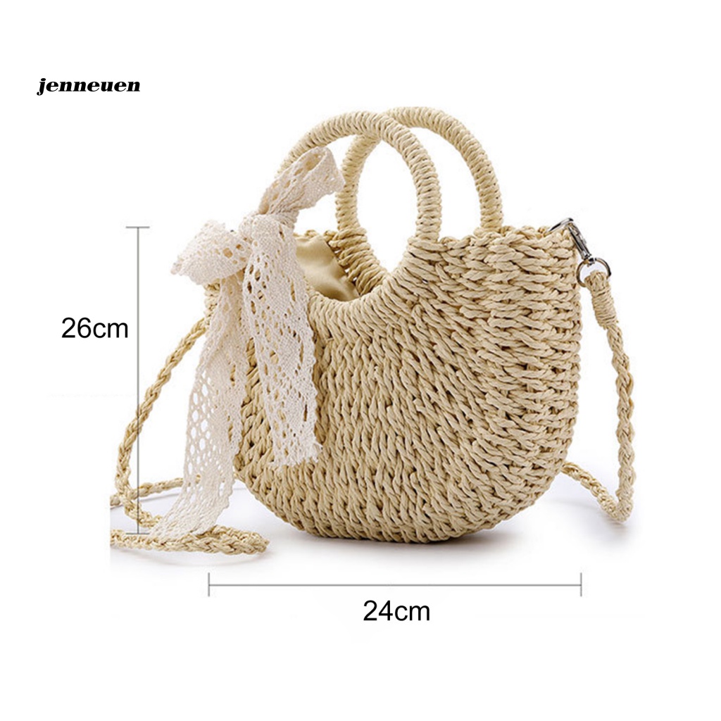 Túi Rơm Đeo Chéo Hình Mặt Trăng Sức Chứa Lớn Đa Năng Cho Đi Biển