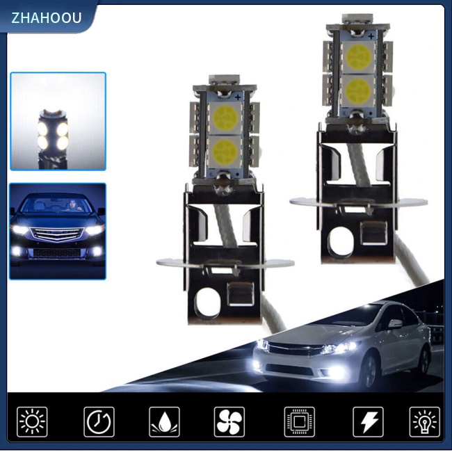 ☃Nhà Cửa☃ Set 2 Đèn Pha Led H3 Ánh Sáng Trắng 6000k 360 Độ Chuyên Dụng Cho Xe Hơi