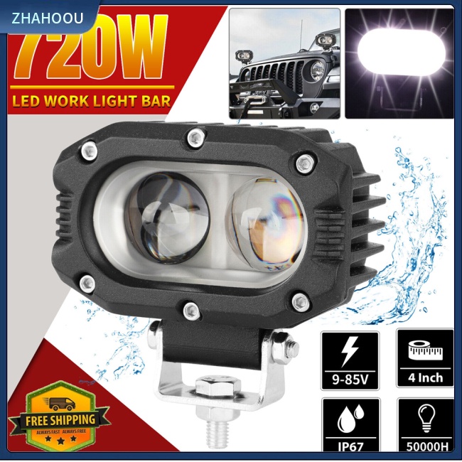 ☃Nhà Cửa☃ Đèn Pha Led Hình Vuông 2 Bóng 4 Inch Chuyên Dụng Cho Xe Hơi Địa Hình