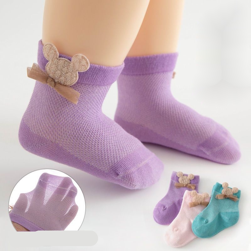 Vớ Cotton Mỏng Phối Lưới Thoáng Khí Thời Trang Xuân Hè 2023 Cho Bé