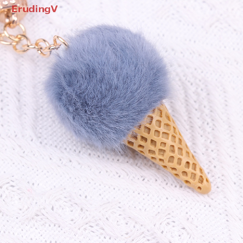 [ErudingV] 1 Móc Khóa Bóng Lông Hình Cây Kem Dành Cho Nữ [Mới]