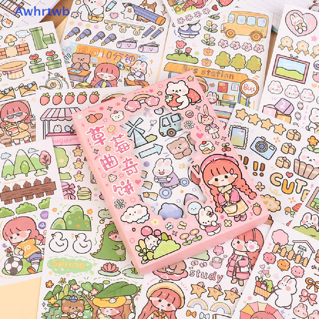 Set 50 Tấm Sticker Dán Trang Trí Sổ Tay Diy Hình Cô Gái Và Động Vật Dễ Thương Mới