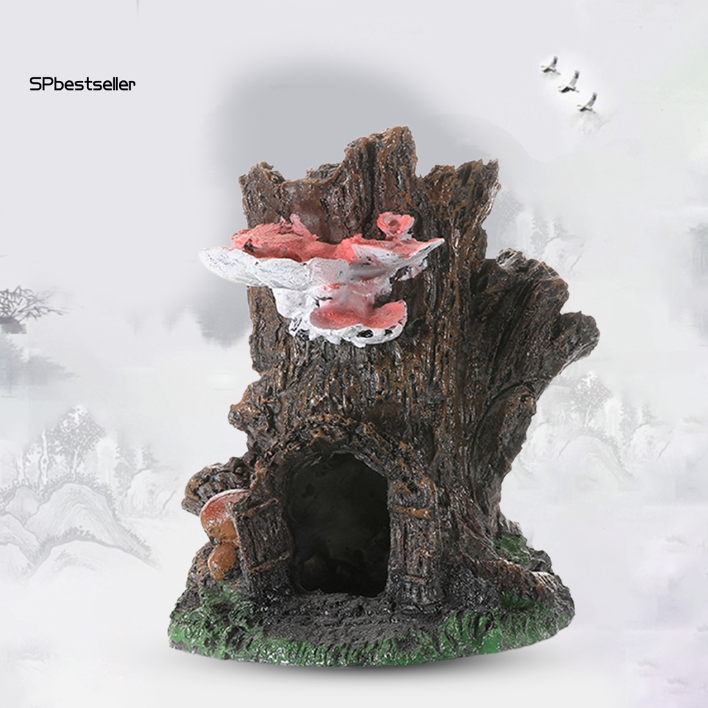 Phụ Kiện Trang Trí Bể Cá Hình Cây Cảnh Bằng Gỗ Rỗng Chống Mài Mòn