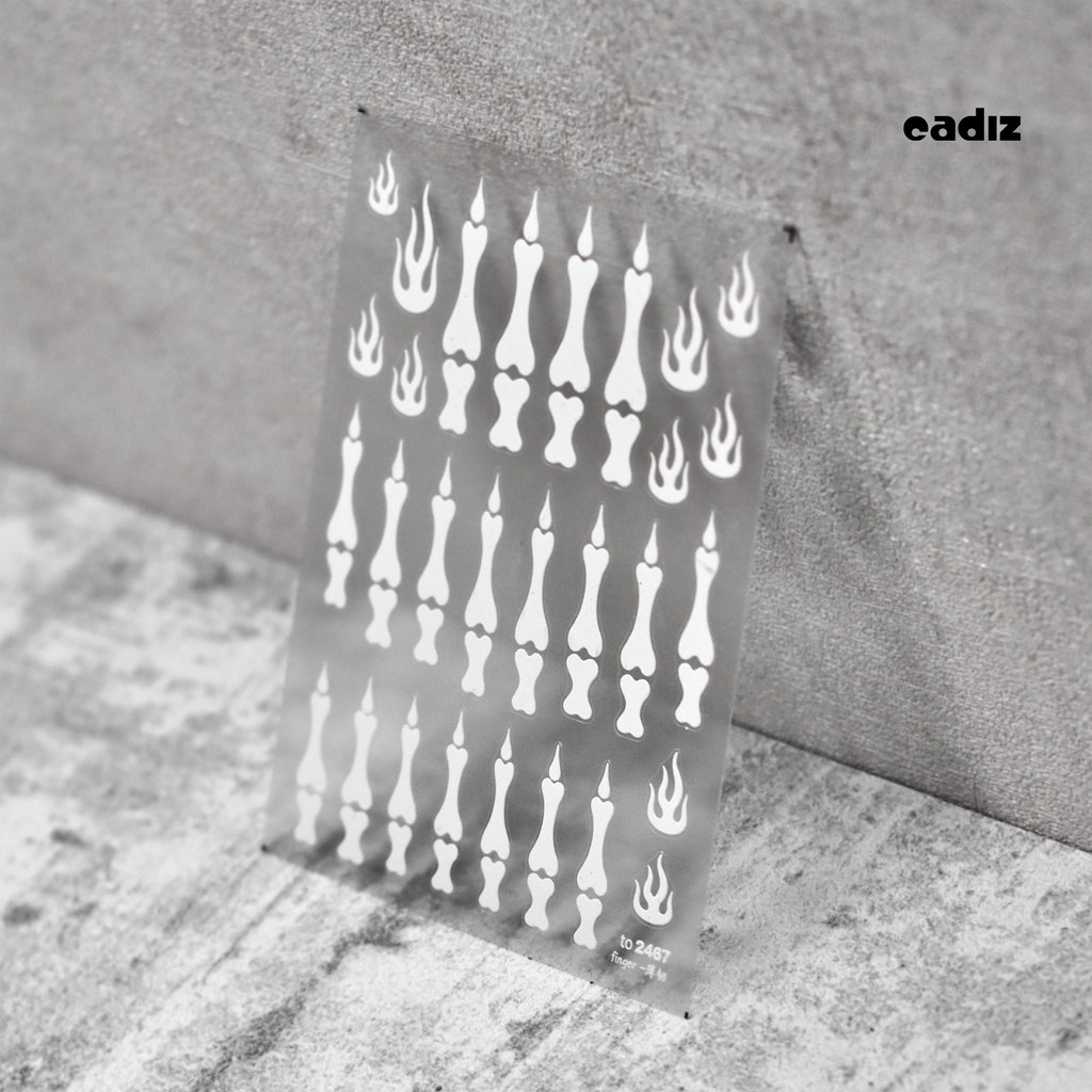 Nhãn Dán Trang Trí Móng Tay Họa Tiết Xương Kinh Dị 5D DIY