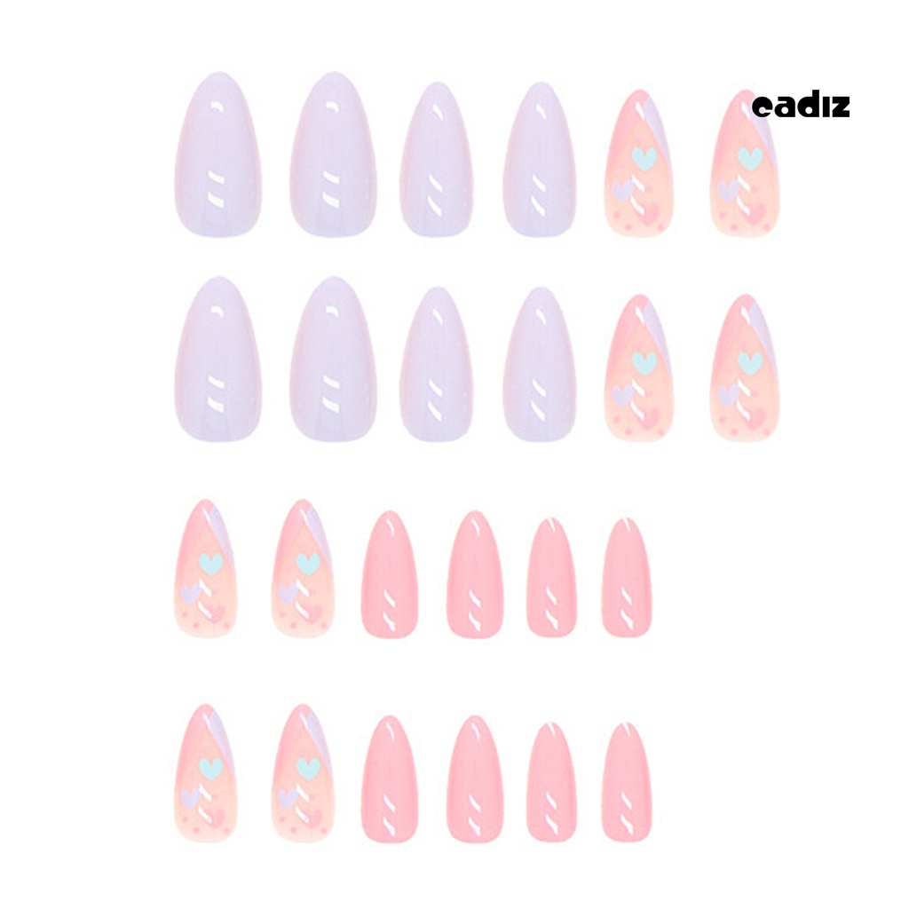 1 Bộ Móng Tay Nối Dài Giả Che Phủ Toàn Diện Kèm Keo Dán Màu Hồng / Tím / Hồng Macaron Trang Trí Móng Nghệ Thuật