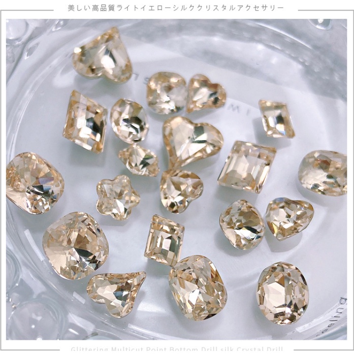 Chất Lượng Cao Trang Trí Móng Tay Đầu Nhọn Pha Lê Lụa Lấp Lánh / Hoa Đào Sâm Panh Hình Vuông / Trái Tim Đính Kim Cương Giả