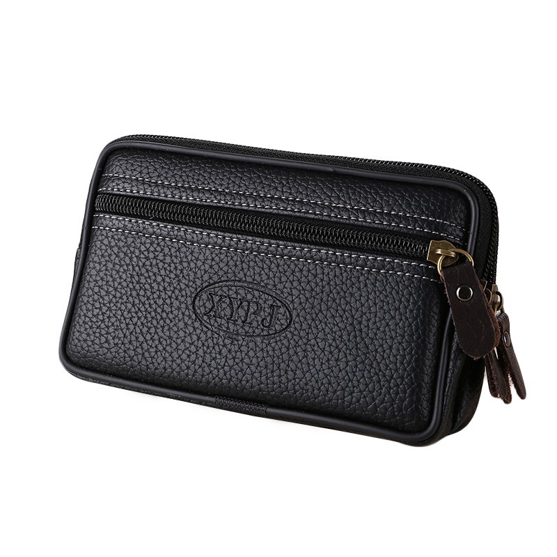 Túi Da Đeo Hông Đựng Điện Thoại Có Khóa Kéo Phong Cách Retro Cho Nam