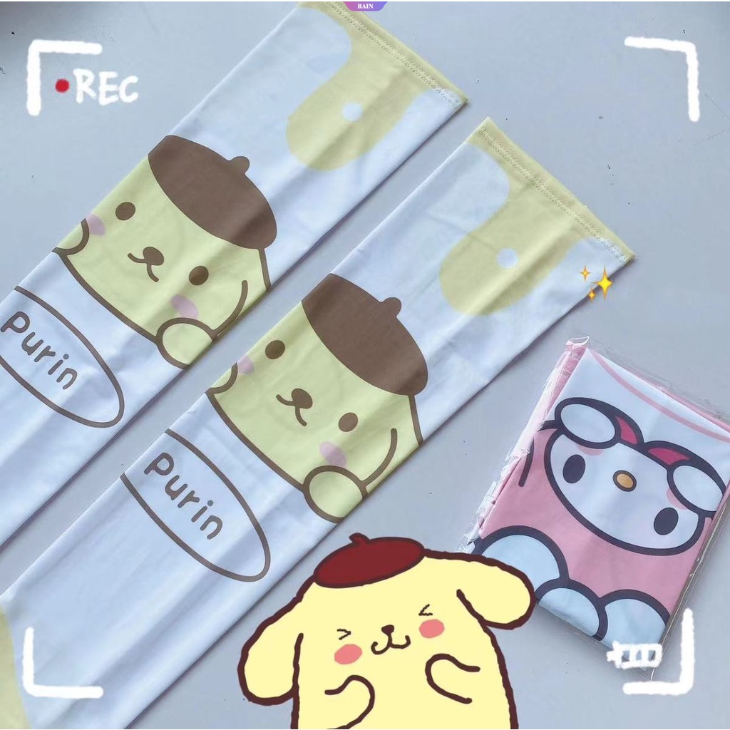 Găng Tay Chống Nắng Bằng Lụa Lạnh Thoáng Khí Họa Tiết Hoạt Hình Sanrio My Melody Cinnamoroll Kuromi Hello Kitty Purin Cho Nữ