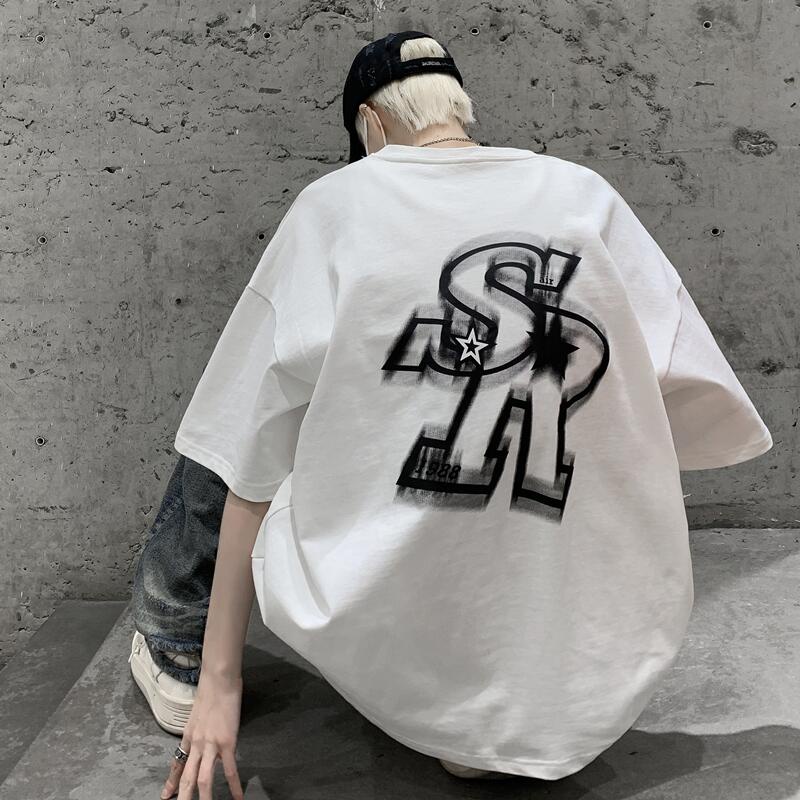 Áo Thun Tay Ngắn Dáng Rộng In Hình Ngôi Sao Thời Trang Trẻ Trung Cho Nam