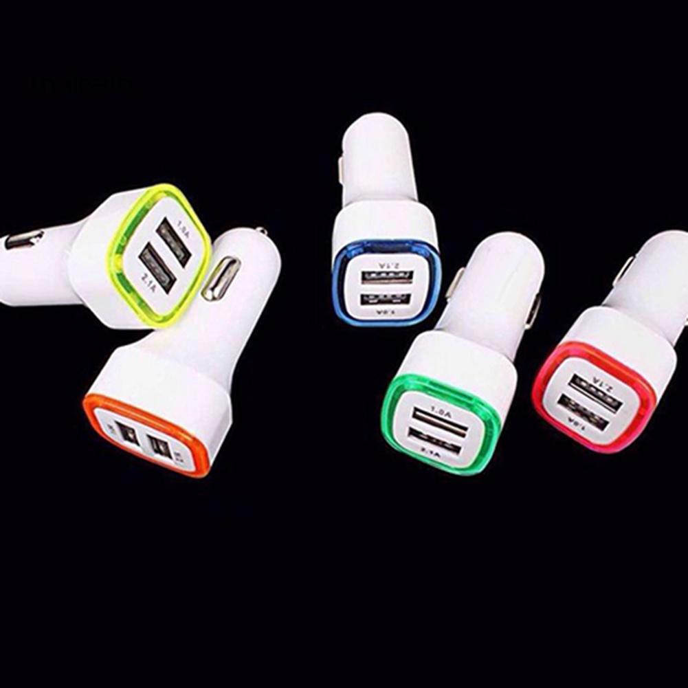 Tẩu Sạc Hai Cổng USB 2.1A Tích Hợp Đèn LED Cho iPhone iPad Samsung Galaxy