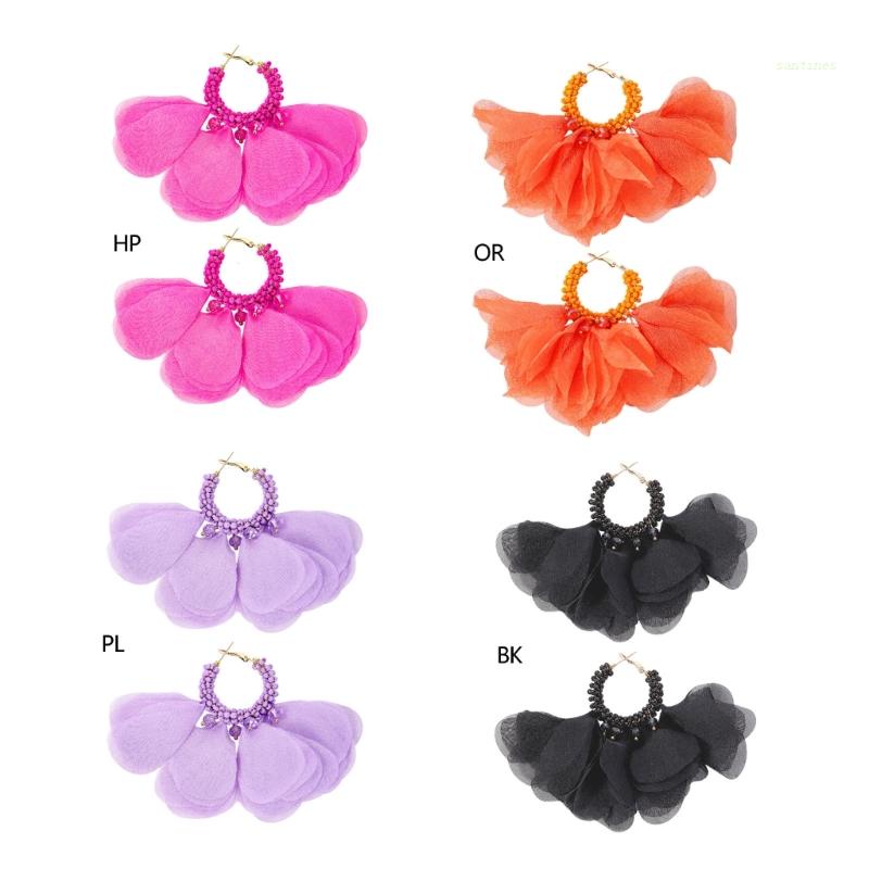 Bông Tai Dáng Dài Hình Cánh Hoa Phong Cách Boho Thời Trang Cho Nữ