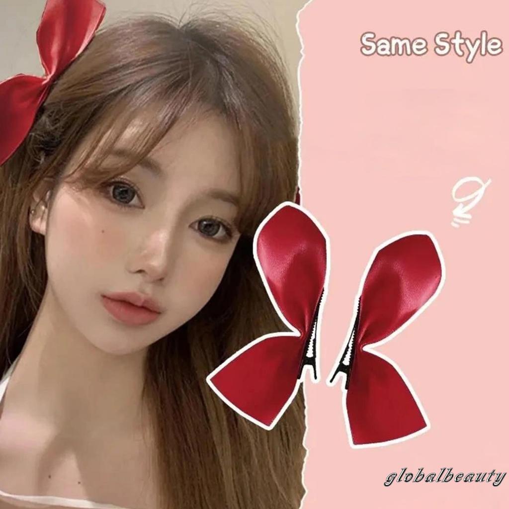 Kẹp Tóc Hình Nơ Nhỏ Màu Trơn Chống Trượt Phong Cách Cổ Điển Cho Nữ