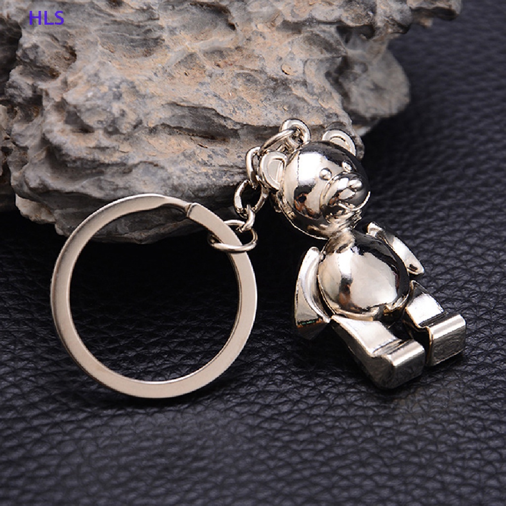 Móc Khóa Hình Gấu 3D Bằng Kim Loại Dễ Thương