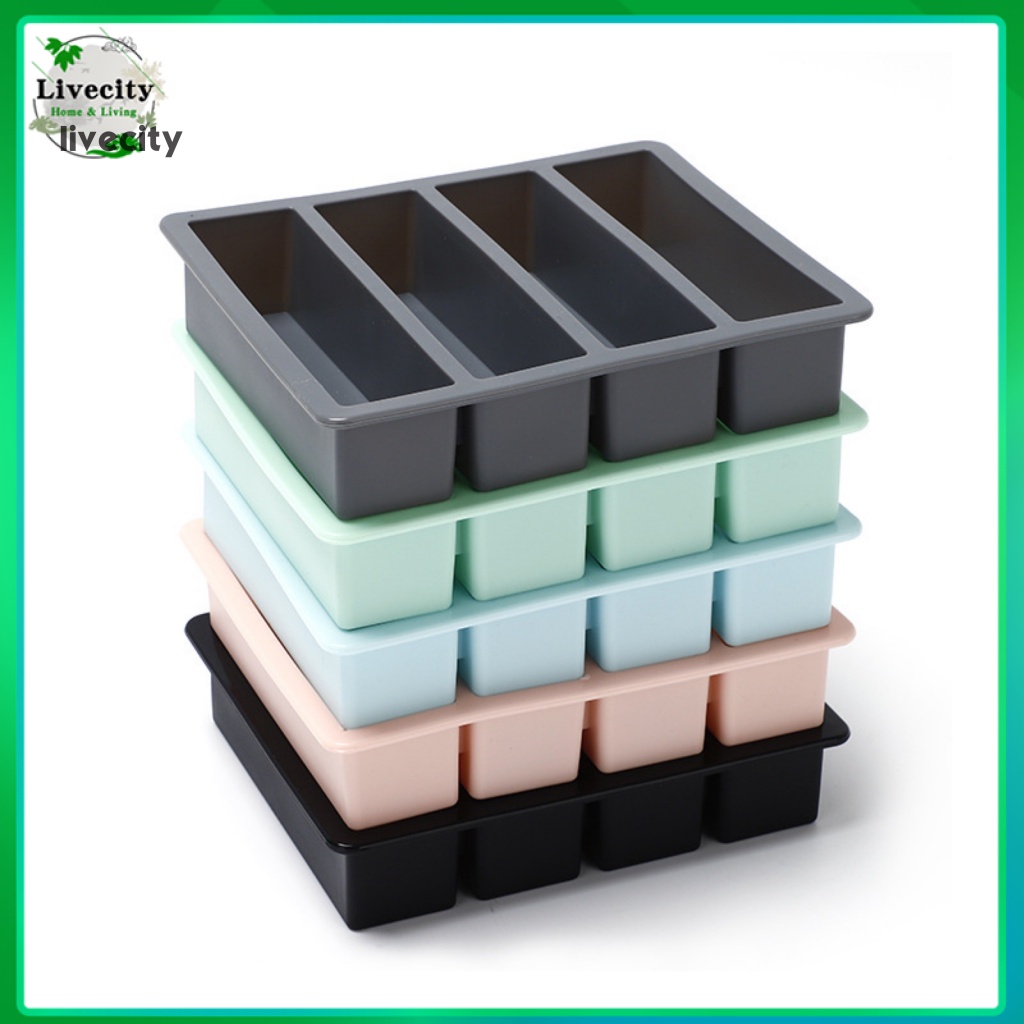 Khay Làm Đá Bằng Silicone 4 Ngăn Có Thể Giặt Lại Cho Cafe 4