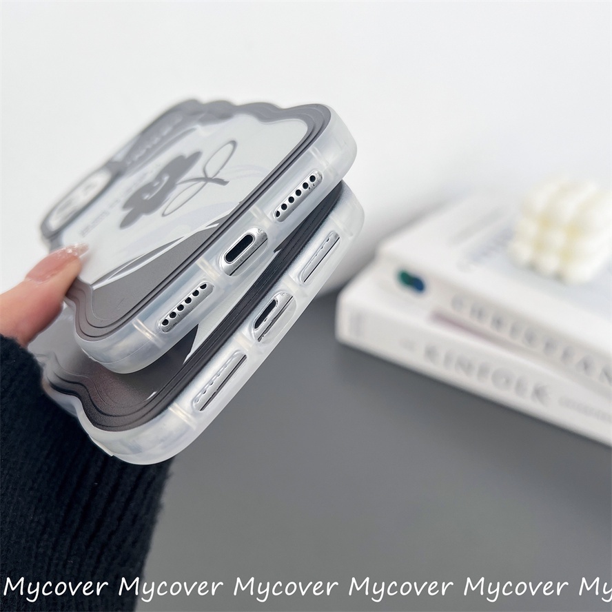 Ốp Điện Thoại Silicon Mềm Họa Tiết Hoa Bướm Trắng Đen Tối Giản Cho iPhone 14 13 12 11 Pro Max X XR Xs Max 6 7 8 Plus